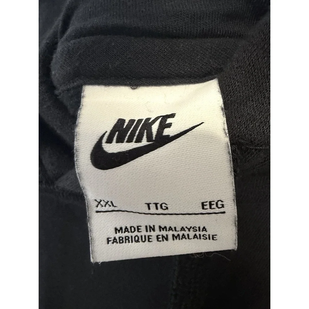 Nike Club Fleece Hoodie Mens 2XL Black White Cotton Standard